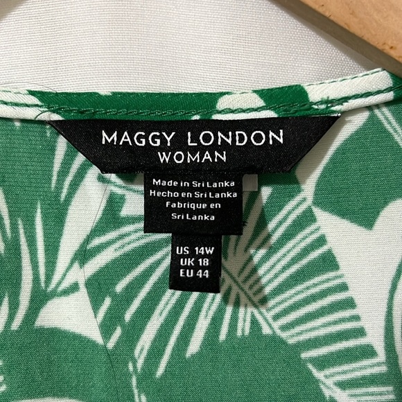 Maggy London Green Leaf Wrap Dress a306 - Picture 2 of 5